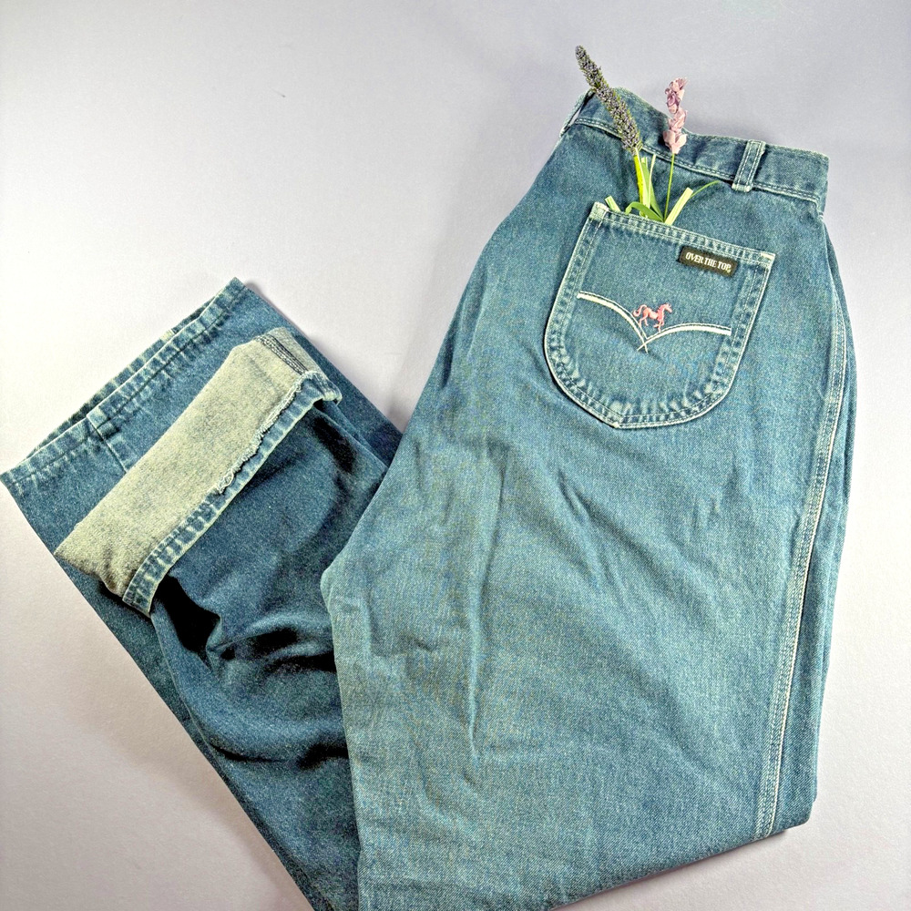 RARE Vtg Pink Pony Pocket Jeans Talon 42 Zipper Over the Toe Paper Tag Mens 34